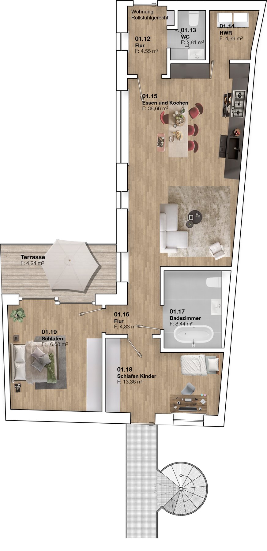 Grundriss der Wohnung 2.03