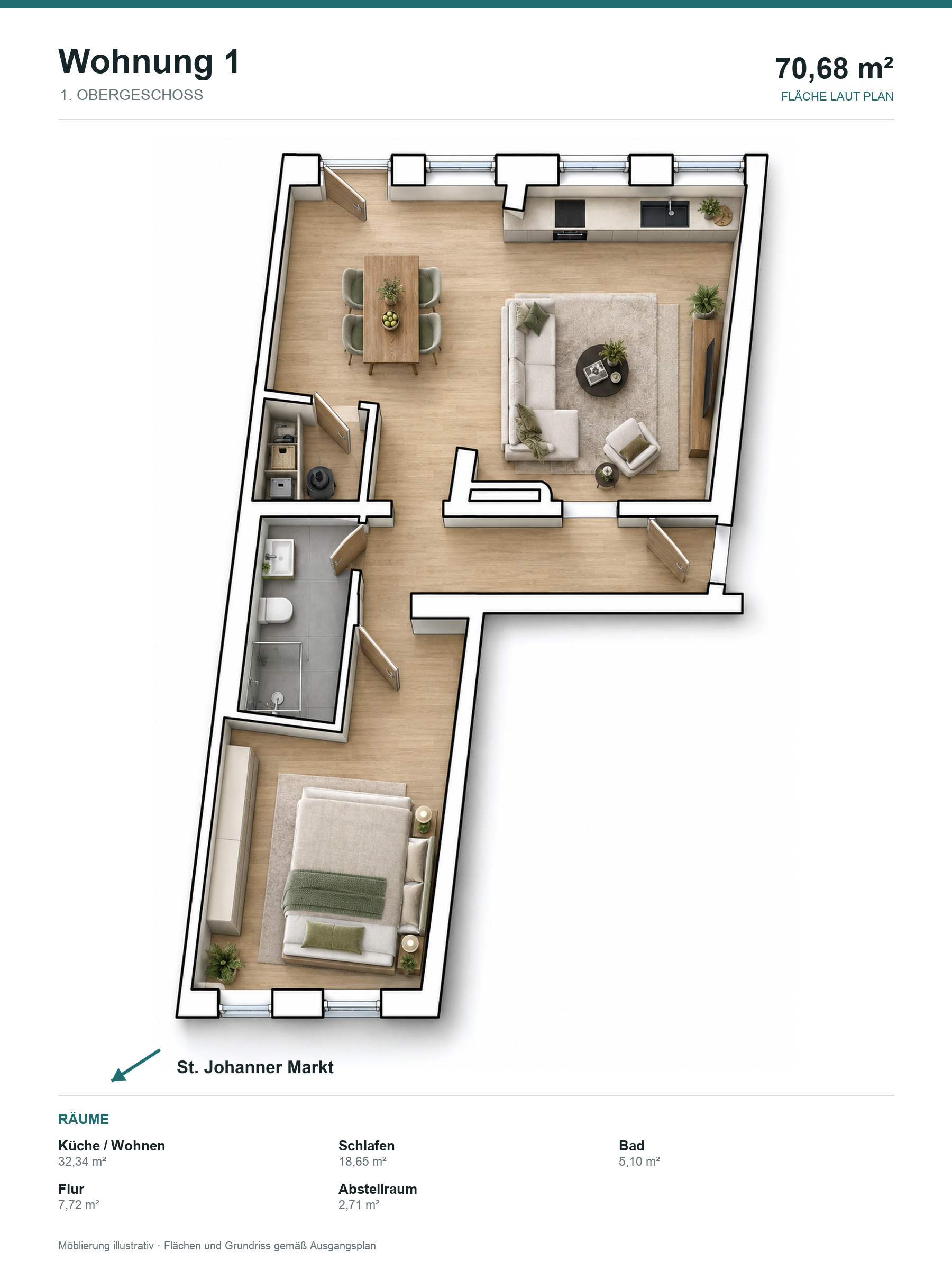 Grundriss der Wohnung 1