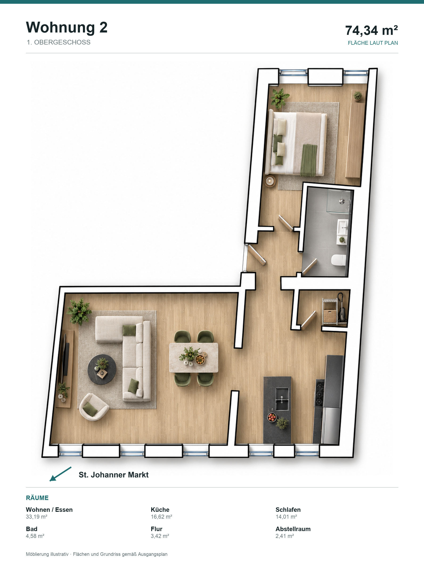 Grundriss der Wohnung 2