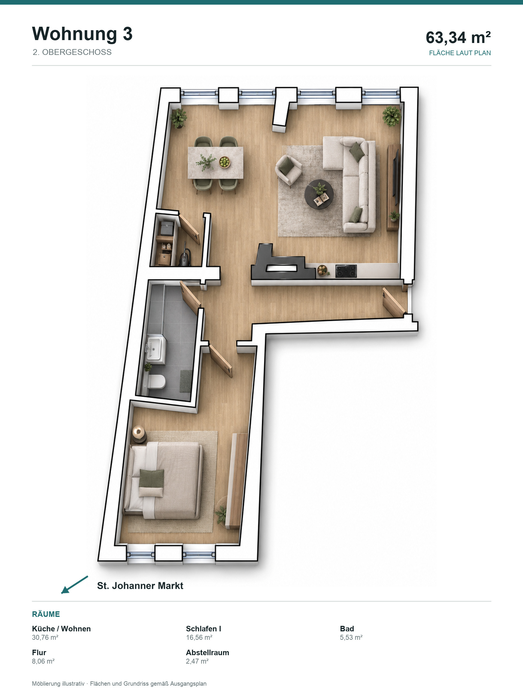 Grundriss der Wohnung 3