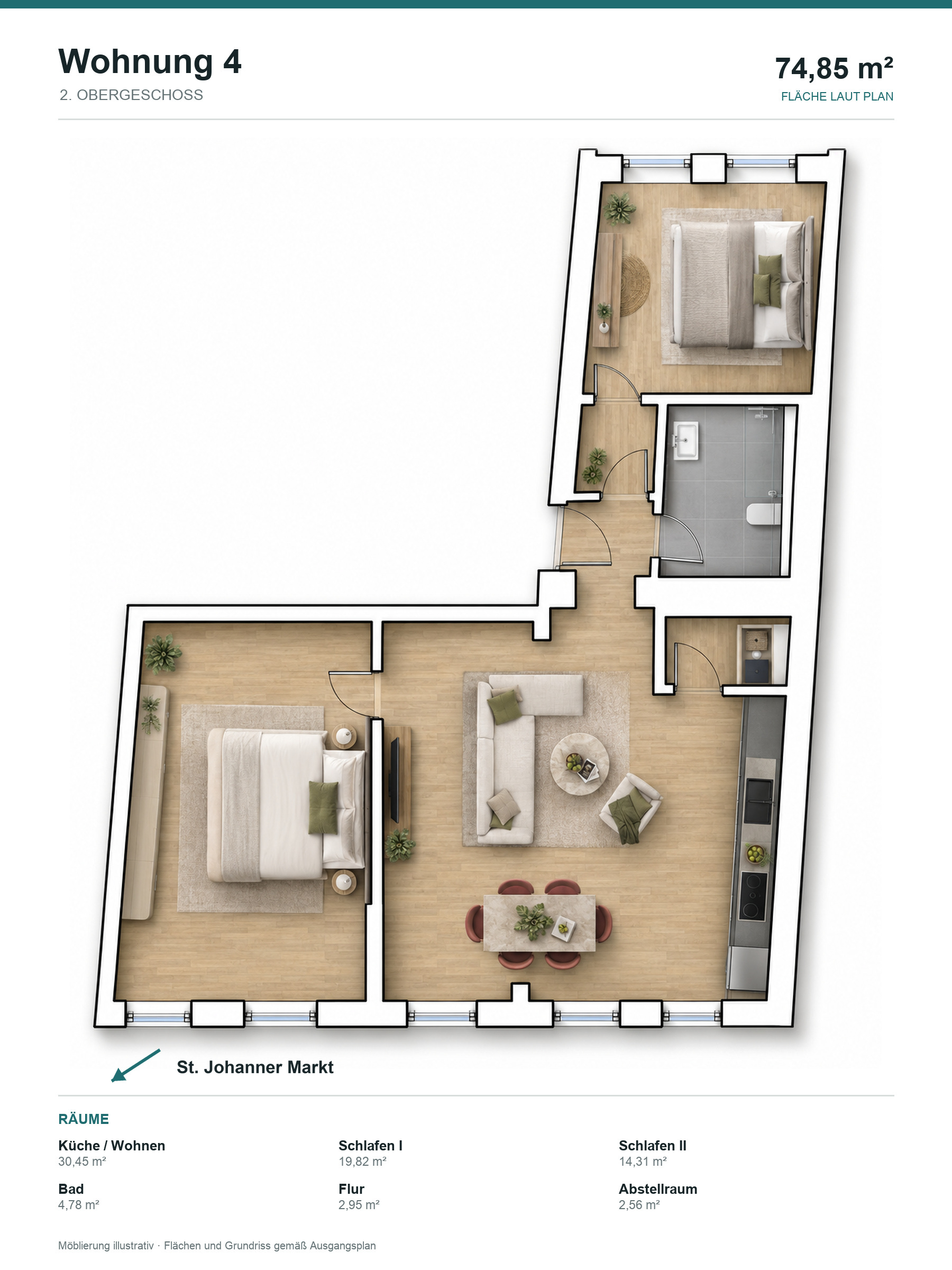 Grundriss der Wohnung 4