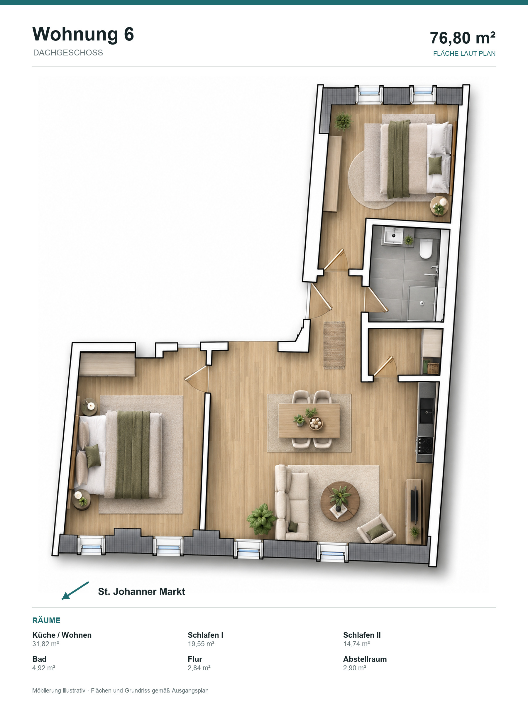 Grundriss der Wohnung 6